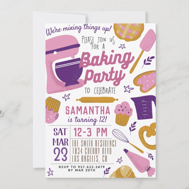 Baking Party Birthday Invitation (Front)