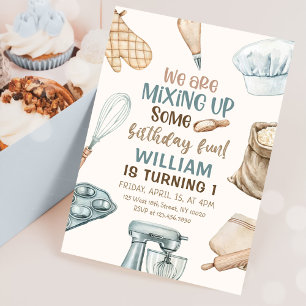 Baking Party Boy Kids Cooking Birthday Invitation