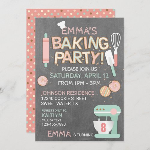 Baking Party Cookie Letters Birthday Invitation