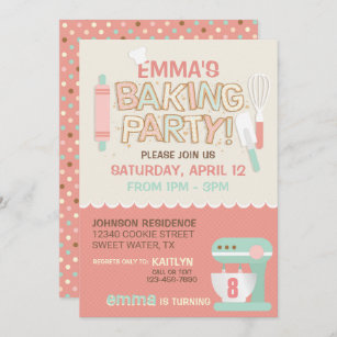Baking Party Cookie Letters Birthday Invitation