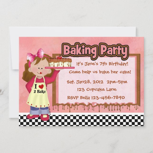 Baking Party for Girls Invitation (Front)