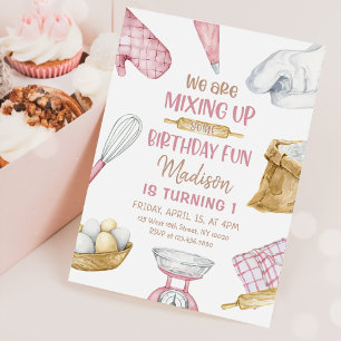 Baking Party Girl Kids Cooking Birthday Invitation