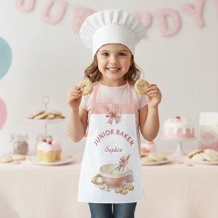 Baking Party Girls Birthday Elegant Bowl & Whisk Apron