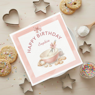Baking Party Girls Birthday Elegant Bowl & Whisk Napkins