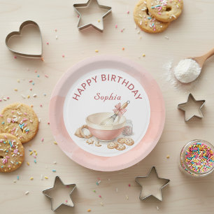 Baking Party Girls Birthday Elegant Bowl & Whisk Paper Plates