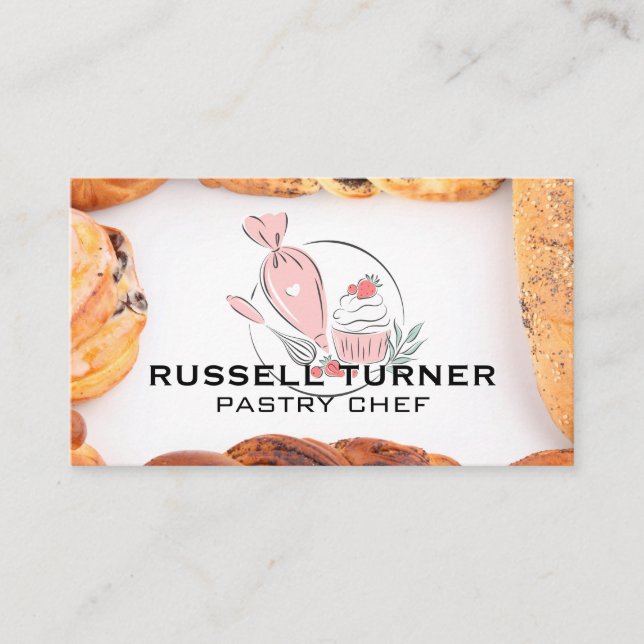 Baking Pastries | Restaurant Business Card (Front)