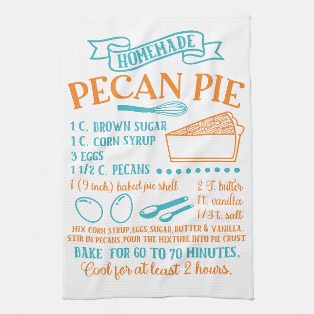 Baking, Pecan Pie Recipe Kitchen Towel (Vertical)