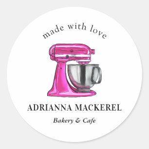 Baking Pink Whisk Caterer Pastry Chef Kitchen Classic Round Sticker