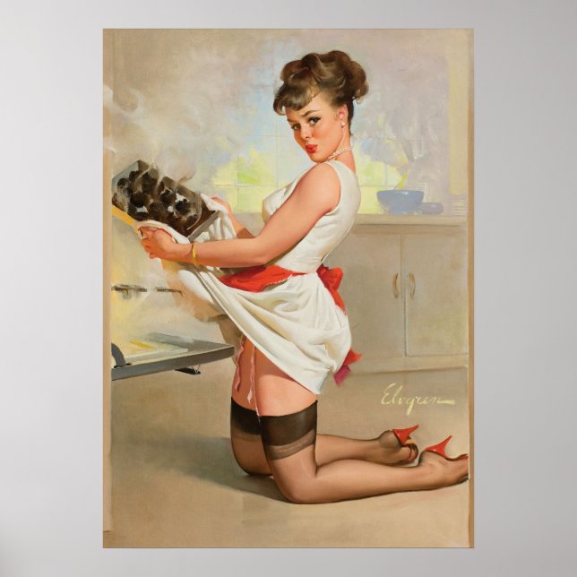 Baking Pinup Girl - Vintage Pin-up Art Poster (Front)