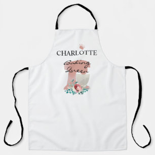 Baking Queen! kitchen machine & flowers Apron