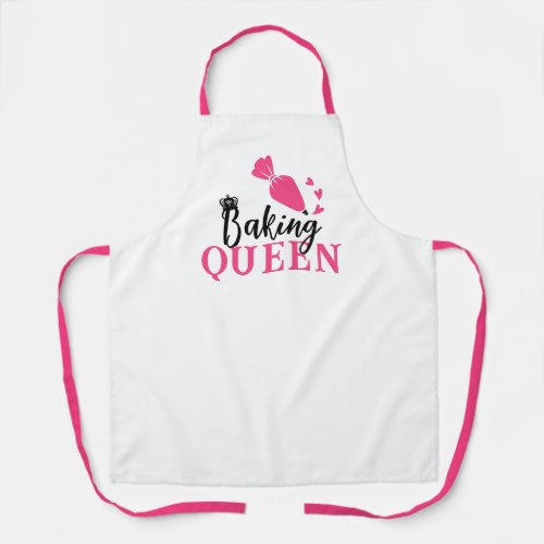Baking Queen Pastry Chef Cute Pink Piping Bag Apron