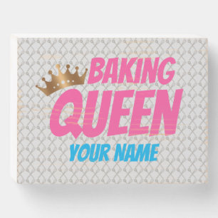 Baking Queen Pattern for Cake and Sweets Lovers Wooden Box Sign