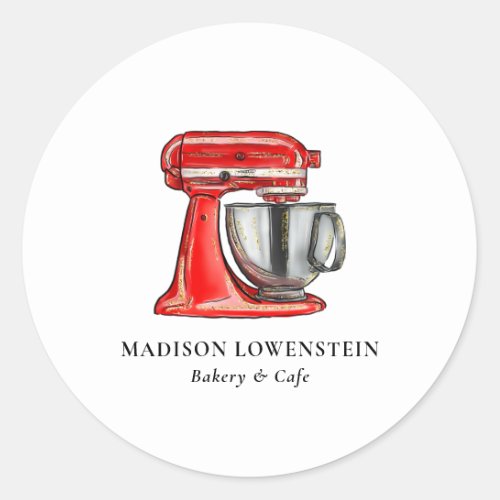 Baking Red Whisk Caterer Pastry Chef  Classic Round Sticker