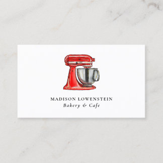 Baking Red Whisk Caterer Pastry Chef Modern Business Card