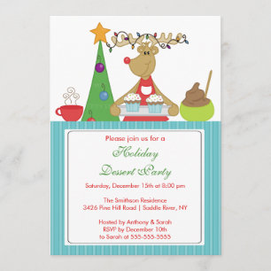 Baking Reindeer Holiday Christmas Party Invitation