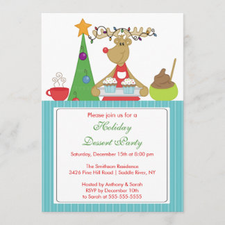 Baking Reindeer Holiday Christmas Party Invitation