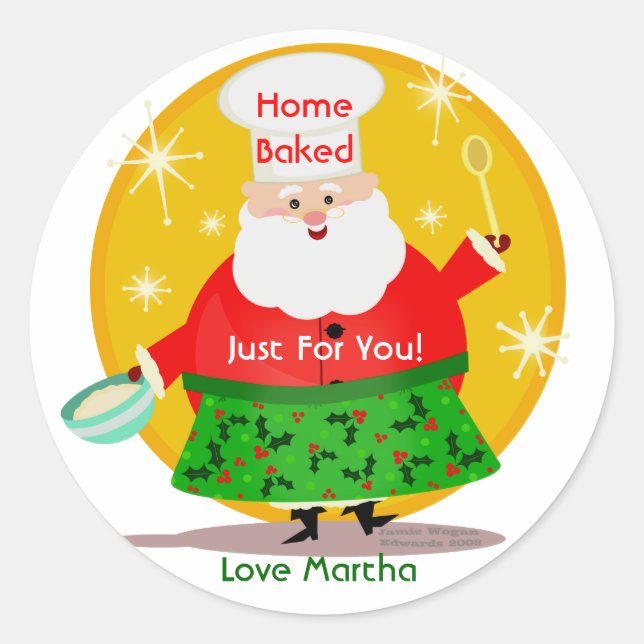Baking Santa Christmas Custom Stickers (Front)