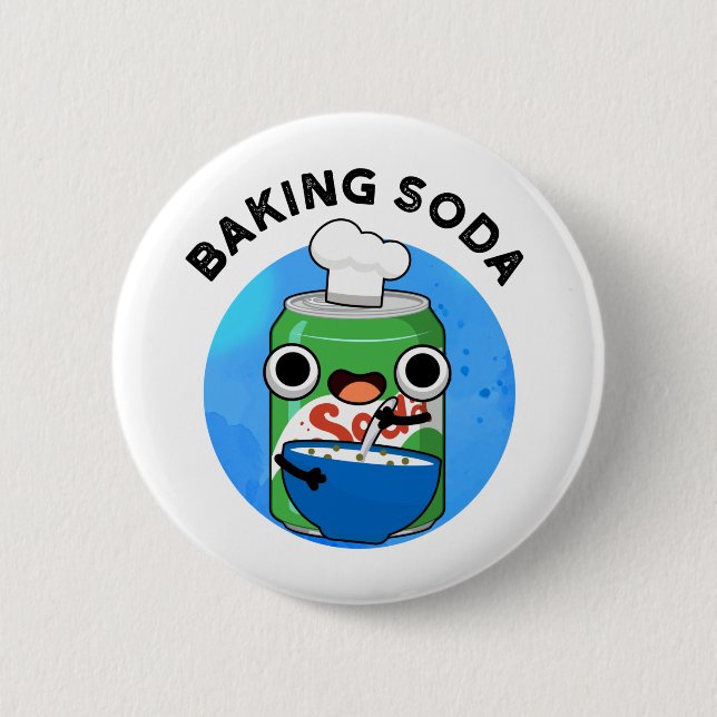 Baking Soda Funny Soda Pop Pun  Button (Front)