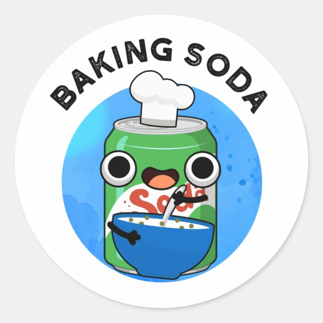 Baking Soda Funny Soda Pop Pun  Classic Round Sticker (Front)