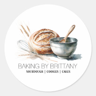 Baking Sourdough Chef Business Card Classic Round Sticker