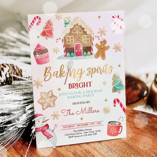 Baking Spirit Bright Holiday Party Christmas Bake Invitation