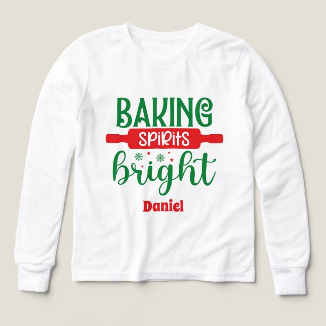 Baking spirits bright add name unisex Tri-Blend shirts (Design Front)