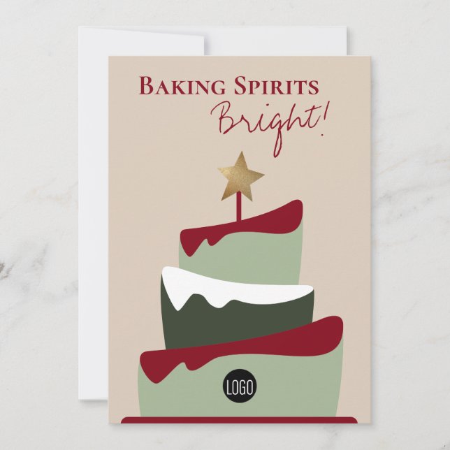 Baking spirits bright Bakery humor Christmas Holiday Card (Front)