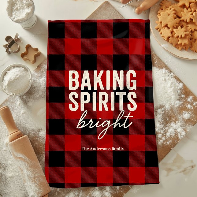 Baking Spirits Bright Buffalo Plaid Christmas Kitchen Towel (Creator Uploaded)