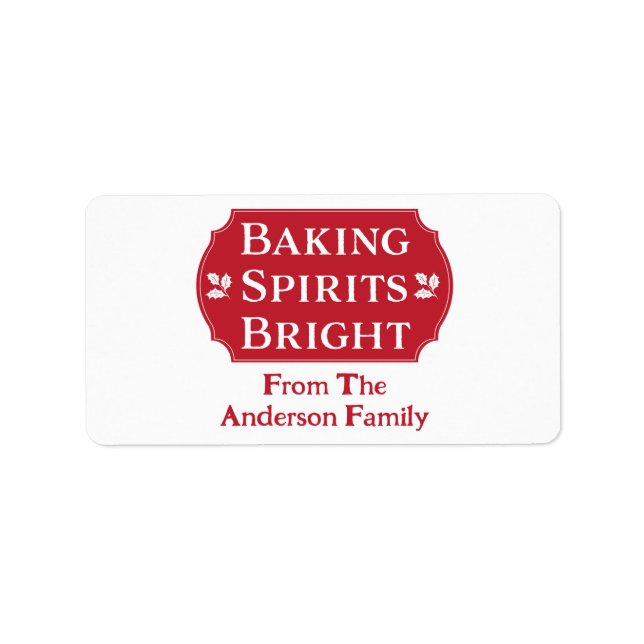 Baking Spirits Bright Christmas Baking Label (Front)