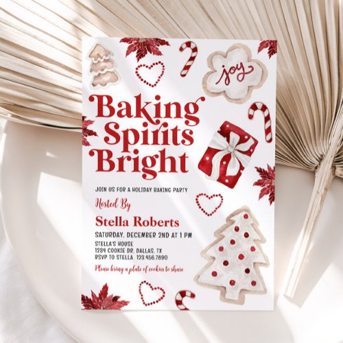 Baking Spirits Bright Christmas Cookie Exchange Invitation