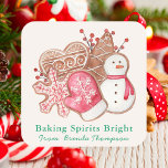 Baking Spirits Bright Christmas Cookie Holiday Square Sticker<br><div class="desc">Baking Spirits Bright Christmas Cookie Holiday Square Sticker A festive "Baking Spirits Bright" Christmas treats sticker that will truly make your homemade cookies and goodies stand out. Transform your holiday season into a magical wonderland with this enchanting Christmas cookie illustration sticker label. Perfect for adding that extra touch of festivity...</div>