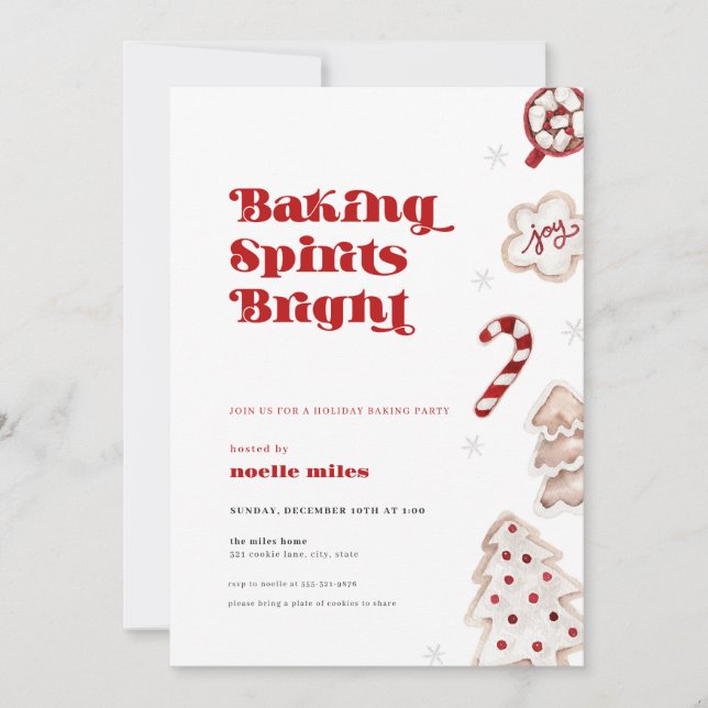 Baking Spirits Bright Christmas Cookie Invitation (Front)