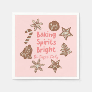 Baking Spirits Bright Christmas Cookie Pink Napkins