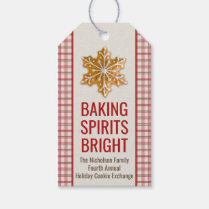 Baking Spirits Bright Christmas Cookie Plaid Gift Tags