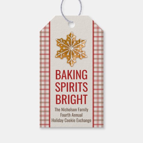Baking Spirits Bright  Christmas Cookie Plaid Gift Tags