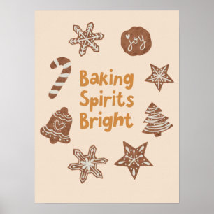Baking Spirits Bright Christmas Cookies Yellow Poster