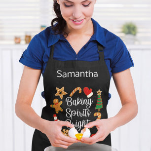 Baking Spirits Bright Christmas Custom Name Apron