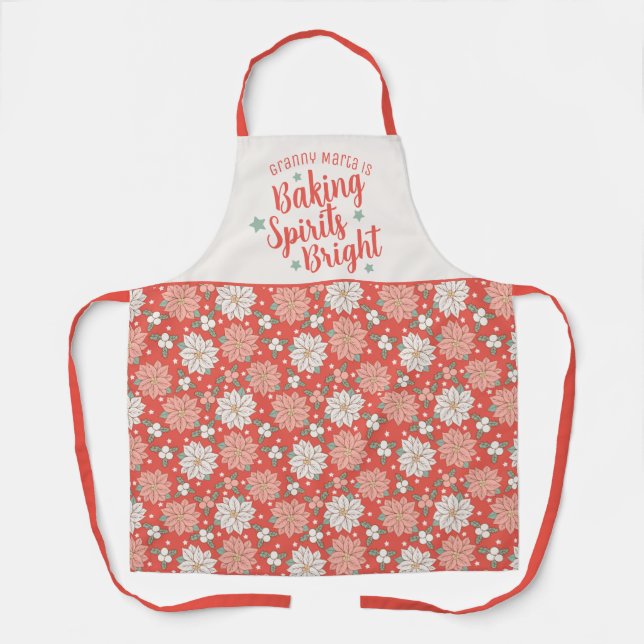 Baking Spirits Bright Christmas Floral Custom Apron (Front)