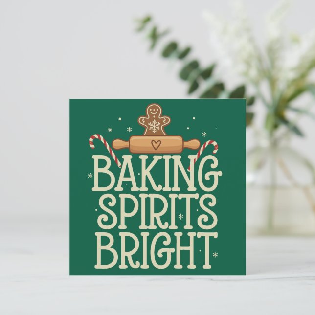 Baking Spirits Bright Christmas Funny Xmas Baker Holiday Card (Standing Front)