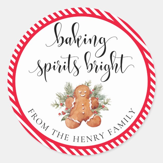 Baking Spirits Bright Christmas Gift Tag Stickers (Front)