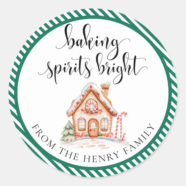 Baking Spirits Bright Christmas Gift Tag Stickers (Front)