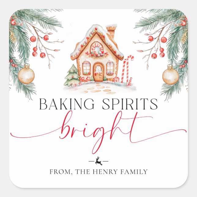 Baking Spirits Bright Christmas Gift Tag Stickers (Front)