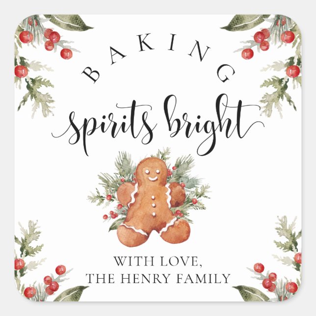 Baking Spirits Bright Christmas Gift Tag Stickers (Front)