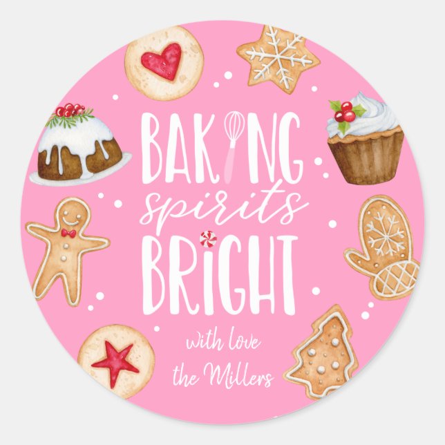 Baking Spirits Bright Christmas Holiday Baking Classic Round Sticker (Front)