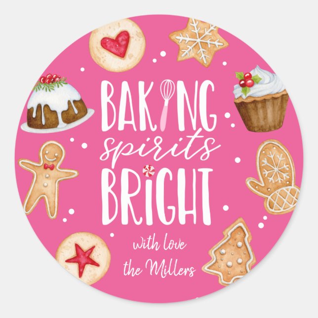 Baking Spirits Bright Christmas Holiday Baking Classic Round Sticker (Front)