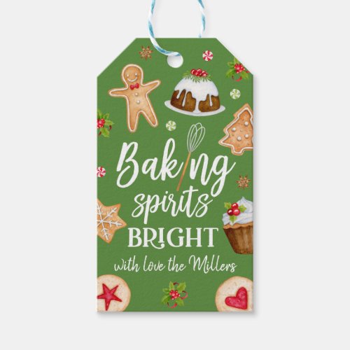 Baking Spirits Bright Christmas Holiday Baking Gift Tags