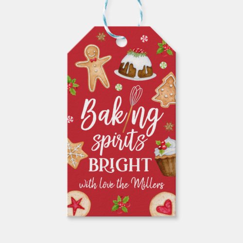 Baking Spirits Bright Christmas Holiday Baking  Gift Tags