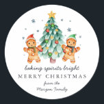 Baking Spirits Bright | Christmas Holiday Classic  Classic Round Sticker<br><div class="desc">Add a special touch to envelopes, goodie bags, handmade treats, and more with our classic holiday stickers. These are happy…cheerful and colorful stickers that will look amazing on all of your holiday gifts. Festive illustrations help brighten moods with an elegant touch. They are great to affix to a mason jar...</div>