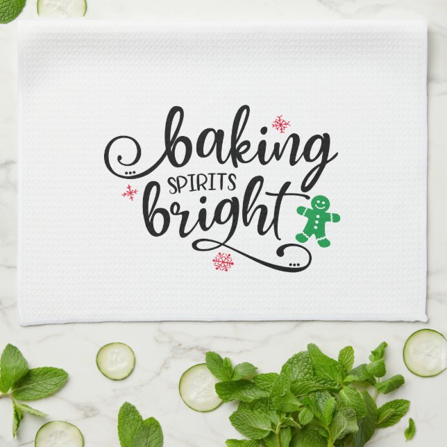 Baking Spirits Bright | Christmas Holiday Fun Kitchen Towel (Folded)