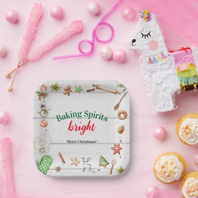 Baking Spirits Bright Christmas Holiday Party Paper Plates (Party)